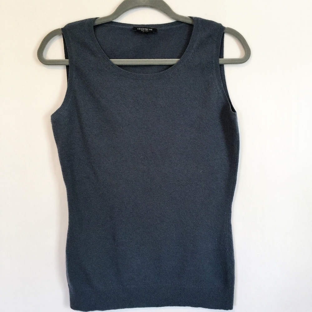 Lafayette 148 New York Wool Blend Ribbed Trim Tank